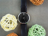 Buy Shop Movado Ultra Slim Black Dial Black Leather Strap Watch For Men - 0607086 USA Online