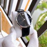 Buy Shop Movado Ultra Slim Black Dial Black Leather Strap Watch For Men - 0607086 USA Online