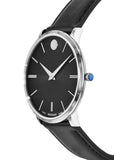 Buy Shop Movado Ultra Slim Black Dial Black Leather Strap Watch For Men - 0607086 USA Online