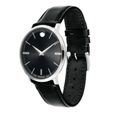 Buy Shop Movado Ultra Slim Black Dial Black Leather Strap Watch For Men - 0607086 USA Online