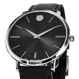 Buy Shop Movado Ultra Slim Black Dial Black Leather Strap Watch For Men - 0607086 USA Online