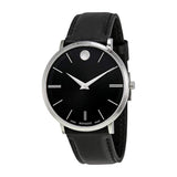 Buy Shop Movado Ultra Slim Black Dial Black Leather Strap Watch For Men - 0607086 USA Online
