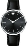 Buy Shop Movado Ultra Slim Black Dial Black Leather Strap Watch For Men - 0607086 USA Online