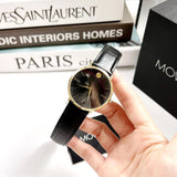 Buy Shop Movado Ultra Slim Black Dial Black Leather Strap Watch For Men - 0607087 USA Online