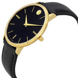 Buy Shop Movado Ultra Slim Black Dial Black Leather Strap Watch For Men - 0607087 USA Online