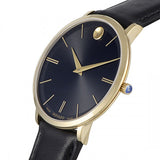 Buy Shop Movado Ultra Slim Black Dial Black Leather Strap Watch For Men - 0607087 USA Online