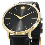 Buy Shop Movado Ultra Slim Black Dial Black Leather Strap Watch For Men - 0607087 USA Online