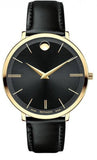 Buy Shop Movado Ultra Slim Black Dial Black Leather Strap Watch For Men - 0607087 USA Online