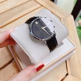 Buy Shop Movado Ultra Slim Black Dial Black Leather Strap Watch For Women - 0607090 USA Online