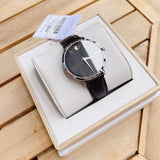 Buy Shop Movado Ultra Slim Black Dial Black Leather Strap Watch For Women - 0607090 USA Online