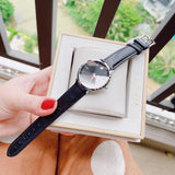 Buy Shop Movado Ultra Slim Black Dial Black Leather Strap Watch For Women - 0607090 USA Online