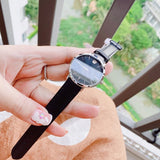 Buy Shop Movado Ultra Slim Black Dial Black Leather Strap Watch For Women - 0607090 USA Online