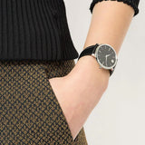 Buy Shop Movado Ultra Slim Black Dial Black Leather Strap Watch For Women - 0607090 USA Online