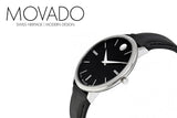Buy Shop Movado Ultra Slim Black Dial Black Leather Strap Watch For Women - 0607090 USA Online