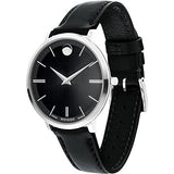 Buy Shop Movado Ultra Slim Black Dial Black Leather Strap Watch For Women - 0607090 USA Online