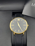 Buy Shop Movado Ultra Slim Black Dial Black Leather Strap Watch For Women - 0607091 USA Online