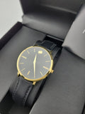 Buy Shop Movado Ultra Slim Black Dial Black Leather Strap Watch For Women - 0607091 USA Online