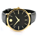 Buy Shop Movado Ultra Slim Black Dial Black Leather Strap Watch For Women - 0607091 USA Online