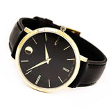 Buy Shop Movado Ultra Slim Black Dial Black Leather Strap Watch For Women - 0607091 USA Online