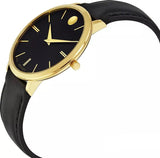 Buy Shop Movado Ultra Slim Black Dial Black Leather Strap Watch For Women - 0607091 USA Online