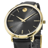 Buy Shop Movado Ultra Slim Black Dial Black Leather Strap Watch For Women - 0607091 USA Online