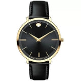 Buy Shop Movado Ultra Slim Black Dial Black Leather Strap Watch For Women - 0607091 USA Online