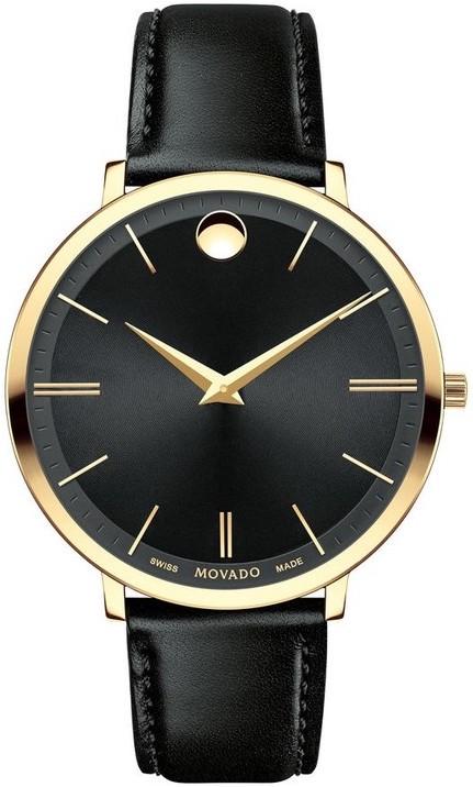 Buy Shop Movado Ultra Slim Black Dial Black Leather Strap Watch For Women - 0607091 USA Online