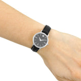 Buy Shop Movado Ultra Slim Black Dial Black Leather Strap Watch For Women - 0607094 USA Online