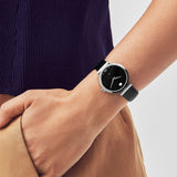 Buy Shop Movado Ultra Slim Black Dial Black Leather Strap Watch For Women - 0607094 USA Online