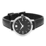 Buy Shop Movado Ultra Slim Black Dial Black Leather Strap Watch For Women - 0607094 USA Online