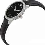 Buy Shop Movado Ultra Slim Black Dial Black Leather Strap Watch For Women - 0607094 USA Online