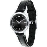 Buy Shop Movado Ultra Slim Black Dial Black Leather Strap Watch For Women - 0607094 USA Online