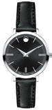 Buy Shop Movado Ultra Slim Black Dial Black Leather Strap Watch For Women - 0607094 USA Online