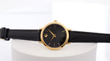 Buy Shop Movado Ultra Slim Black Dial Black Leather Strap Watch For Women - 0607095 USA Online