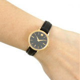 Buy Shop Movado Ultra Slim Black Dial Black Leather Strap Watch For Women - 0607095 USA Online