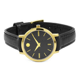 Buy Shop Movado Ultra Slim Black Dial Black Leather Strap Watch For Women - 0607095 USA Online