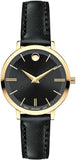 Buy Shop Movado Ultra Slim Black Dial Black Leather Strap Watch For Women - 0607095 USA Online