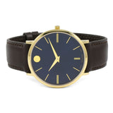 Buy Shop Movado Ultra Slim Blue Dial Brown Leather Strap Watch For Men - 0607088 USA Online