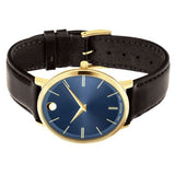 Buy Shop Movado Ultra Slim Blue Dial Brown Leather Strap Watch For Men - 0607088 USA Online
