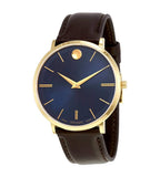Buy Shop Movado Ultra Slim Blue Dial Brown Leather Strap Watch For Men - 0607088 USA Online