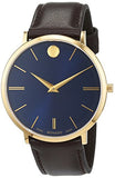 Buy Shop Movado Ultra Slim Blue Dial Brown Leather Strap Watch For Men - 0607088 USA Online