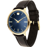 Buy Shop Movado Ultra Slim Blue Dial Brown Leather Strap Watch For Women - 0607092 USA Online