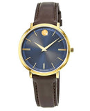 Buy Shop Movado Ultra Slim Blue Dial Brown Leather Strap Watch For Women - 0607092 USA Online