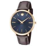 Buy Shop Movado Ultra Slim Blue Dial Brown Leather Strap Watch For Women - 0607092 USA Online