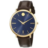 Buy Shop Movado Ultra Slim Blue Dial Brown Leather Strap Watch For Women - 0607092 USA Online