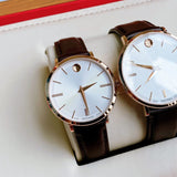 Buy Shop Movado Ultra Slim Silver Dial Brown Leather Strap Watch For Women - 0607093 USA Online