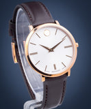 Buy Shop Movado Ultra Slim Silver Dial Brown Leather Strap Watch For Women - 0607093 USA Online