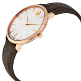 Buy Shop Movado Ultra Slim Silver Dial Brown Leather Strap Watch For Women - 0607093 USA Online