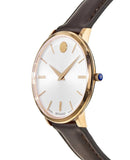 Buy Shop Movado Ultra Slim Silver Dial Brown Leather Strap Watch For Women - 0607093 USA Online
