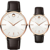 Buy Shop Movado Ultra Slim Silver Dial Brown Leather Strap Watch For Women - 0607093 USA Online